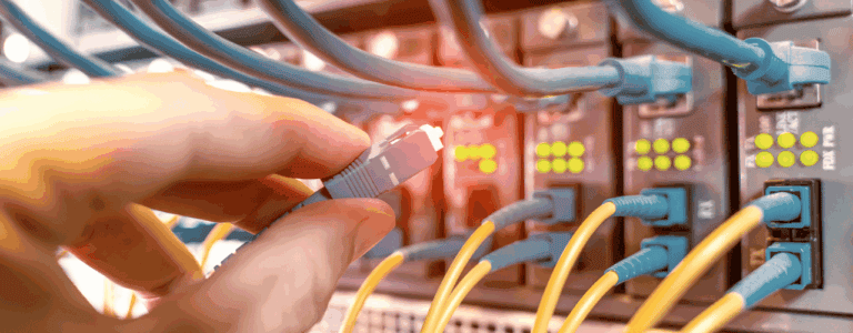 Network cables connected to servers